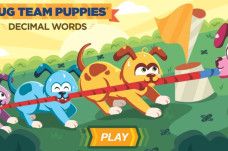 Puppy Pull Decimal Words